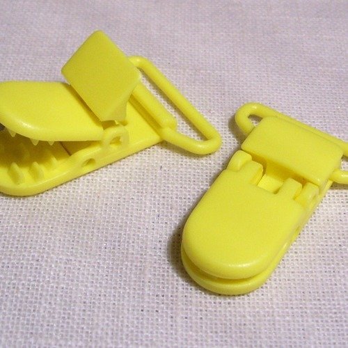 B7 ** 25 mm ** jaune - clip pince kam bretelle crocodile attache tétine plastique