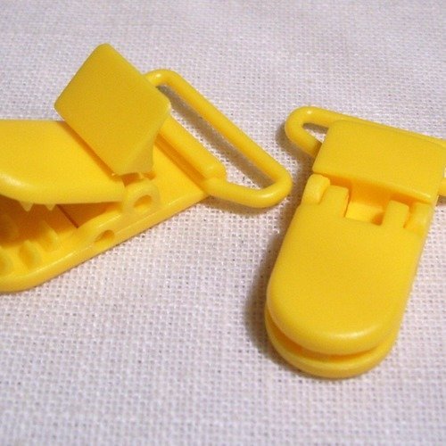 B10 ** 25 mm ** jaune tournesol - clip pince kam bretelle crocodile attache tétine plastique