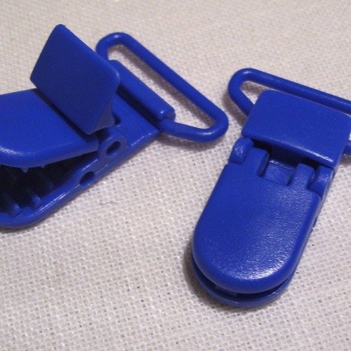 B16 ** 20 mm ** bleu roi - clip pince kam bretelle crocodile attache tétine plastique