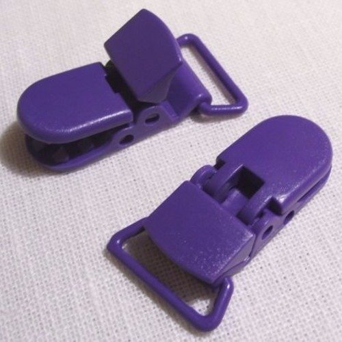 B35 ** 20 mm ** violet - clip pince kam bretelle crocodile attache tétine plastique