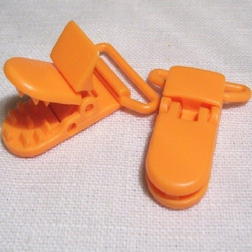 B40 ** 25 mm ** jaune orange - clip pince kam bretelle crocodile attache tétine plastique