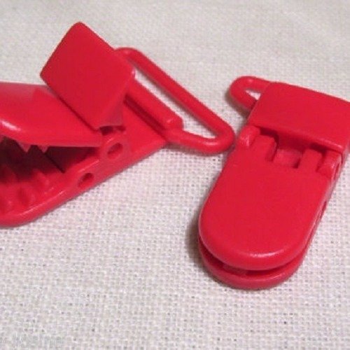B1 ** 20 mm ** rouge vif - clip pince kam bretelle crocodile attache tétine plastique