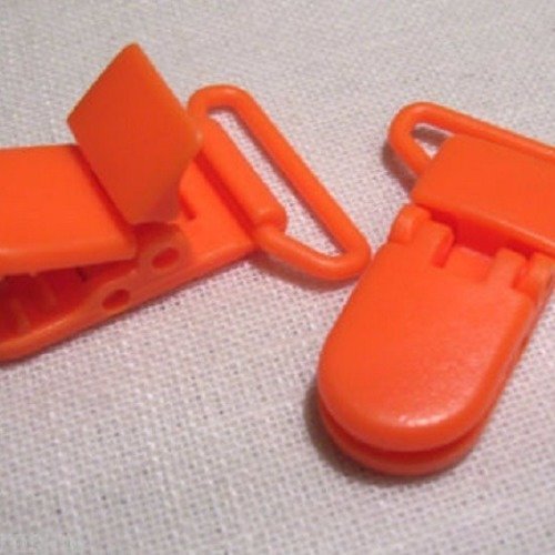 B55 ** 20 mm ** orange - clip pince kam bretelle crocodile attache tétine plastique