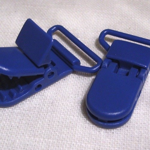 B58 ** 20 mm ** bleu cobalt - clip pince kam bretelle crocodile attache tétine plastique