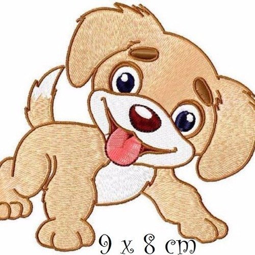 Écusson patch thermocollant - adorable chien beige ** 9 x 8 cm ** applique à repasser