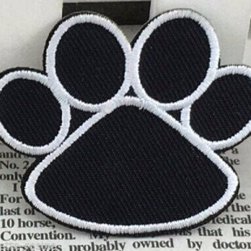 Écusson patch thermocollant - empreinte patte de chien chat noir ** 5 x 4 cm ** applique à repasser