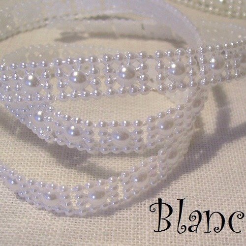 Galon ruban imitation perle - n°1 / blanc ** 1 cm ** vendu par 50 cm - décoration fêtes bijoux - sacs couture fêtes