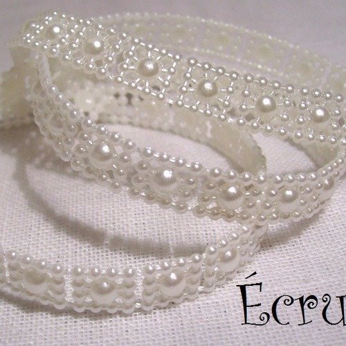 Galon ruban imitation perle - n°1 / écru ** 1 cm ** vendu par 50 cm - décoration fêtes bijoux - sacs couture fêtes