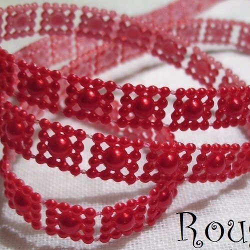Galon ruban imitation perle - n°1 / rouge ** 1 cm ** vendu par 50 cm - décoration fêtes bijoux - sacs couture fêtes