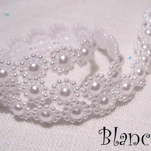 Galon ruban imitation perle - n°2 / blanc ** 1 cm ** vendu par 50 cm - décoration fêtes bijoux - sacs couture fêtes