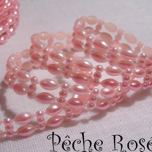 Galon ruban imitation perle - n°3 / pêche rosé ** 1 cm ** vendu par 50 cm - décoration fêtes bijoux - sacs couture fêtes