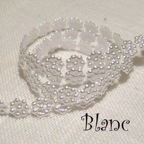 Galon ruban imitation perle - n°5 / blanc ** 6 mm ** vendu par 50 cm - décoration fêtes bijoux - sacs couture fêtes