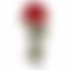 C2336 - tige fleur rouge ** 12 x 28 cm ** grand écusson patch brodé thermocollant - applique à repasser