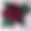 Écusson applique patch brodé thermocollant - fleur rose rouge sequin ** 11 x 12 cm ** c5438