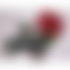 C5443 - tige fleur rouge ** 8 x 13 cm ** applique écusson patch brodé thermocollant