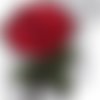 C5825 - fleur rose feuille ** 11 x 15 cm ** grand écusson patch brodé thermocollant - applique à repasser