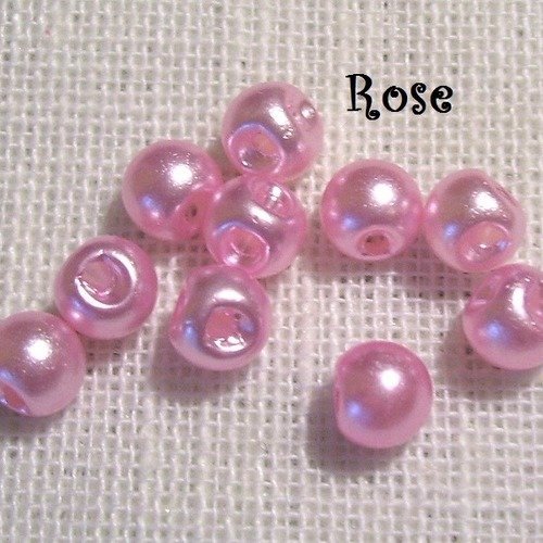B01 / rose ** 10 mm ** bouton perle boule nacré - scrapbooking couture poupée mariage 