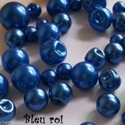 B01 / bleu roi ** 10 mm ** bouton perle boule nacré - scrapbooking couture poupée mariage 