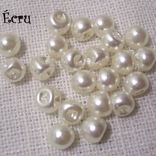 Lot de 6 mini bouton perle boule nacré / écru ** 6 mm ** scrapbooking couture poupée mariage - b03