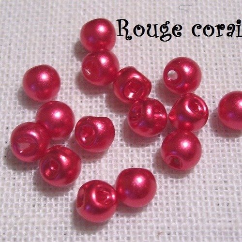 Lot de 6 mini bouton perle boule nacré / rouge corail ** 6 mm ** scrapbooking couture poupée mariage - b03