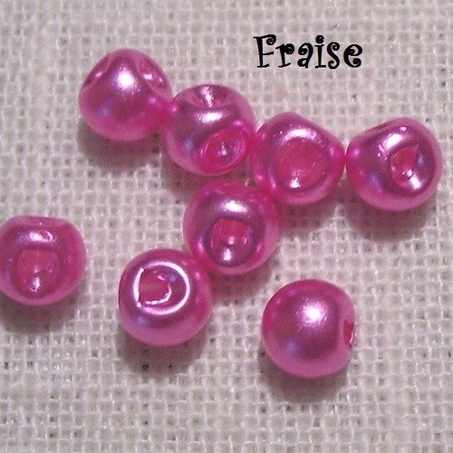 Lot de 6 mini bouton perle boule nacré / fraise ** 6 mm ** scrapbooking couture poupée mariage - b03