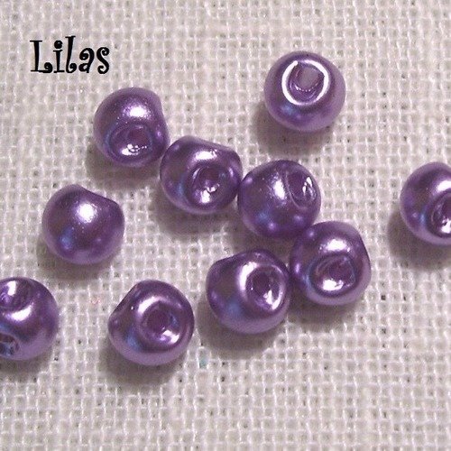 Lot de 6 mini bouton perle boule nacré / lilas ** 6 mm ** scrapbooking couture poupée mariage - b03