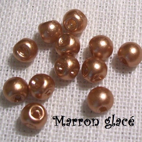 Lot de 6 mini bouton perle boule nacré / marron glacé ** 6 mm ** scrapbooking couture poupée mariage - b03