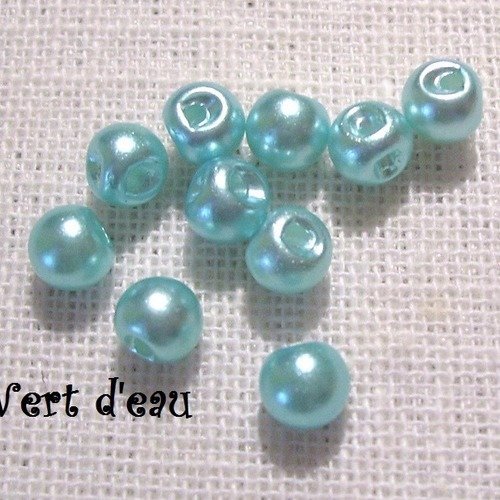 Lot de 6 mini bouton perle boule nacré / vert d'eau ** 6 mm ** scrapbooking couture poupée mariage - b03