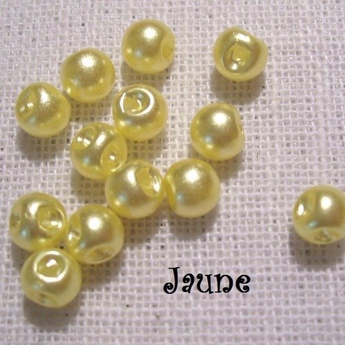 Lot de 6 mini bouton perle boule nacré / jaune ** 6 mm ** scrapbooking couture poupée mariage - b03