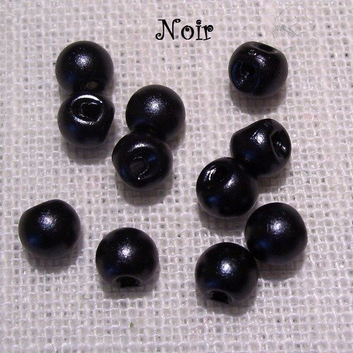 Lot de 6 mini bouton perle boule nacré / noir ** 6 mm ** scrapbooking couture poupée mariage - b03
