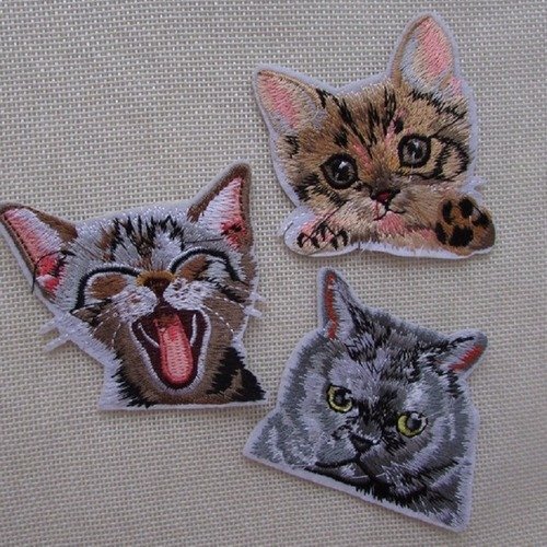 Applique Patch Ecusson Tete Chat Chaton N 3 7 X 7 Cm Applique Ecusson Patch Brode Thermocollant Un Grand Marche