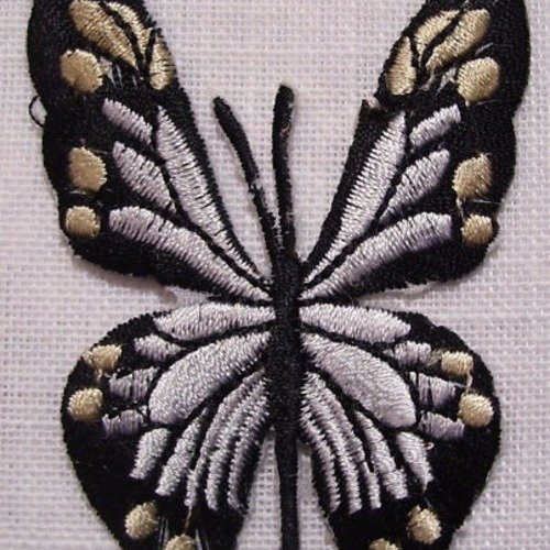 Applique patch écusson thermocollant - papillon noir ** 5,5 x 7 cm ** applique à repasser