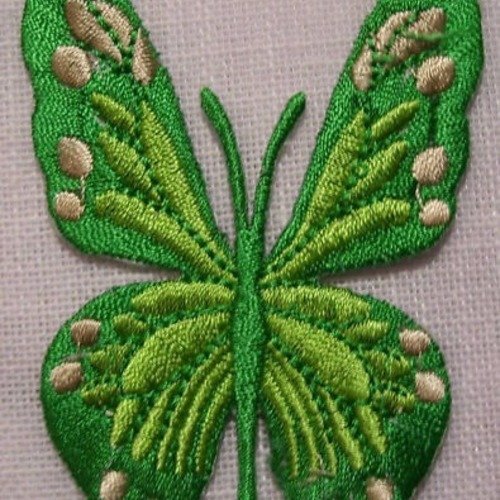 Applique patch écusson thermocollant - papillon vert ** 5,5 x 7 cm ** applique à repasser