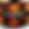 Ruban gros grain imprimé - citrouille personnage halloween orange noir ** 22 mm ** vendu par 50 cm