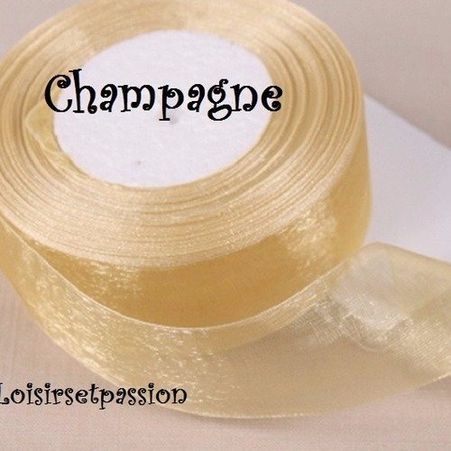 5 mètres de ruban voile organza ** 10 mm ** champagne