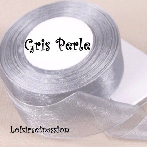 10 mètres de ruban voile organza ** 10 mm ** gris perle