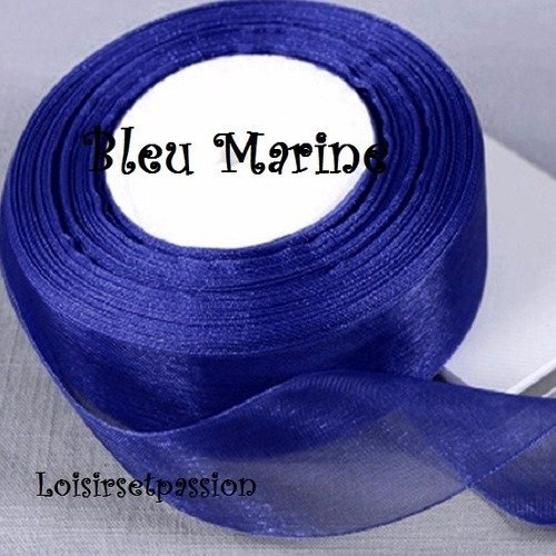 5 mètres de ruban voile organza ** 12 mm ** bleu marine