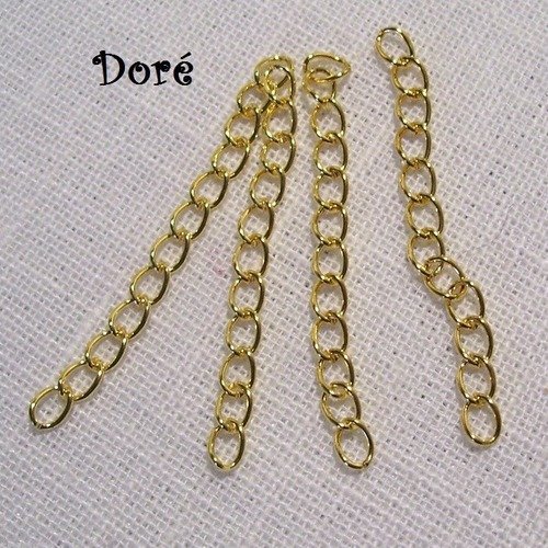Lot de 10 pcs doré - chaines chaînettes d'extension ** 50 x 3 mm ** rallonge bijoux 