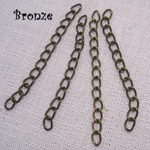Lot de 10 pcs bronze - chaines chaînettes d'extension ** 50 x 3 mm ** rallonge bijoux 