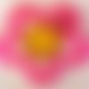 Patch écusson thermocollant - fleur sourire smiley rose ** 7 x 7,5 cm ** applique à repasser - c132