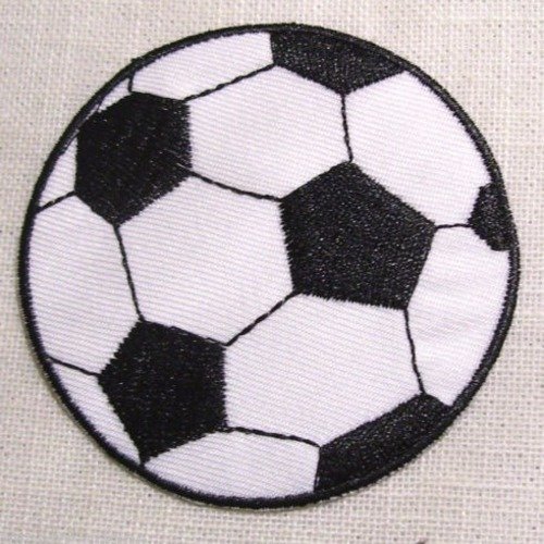 Applique patch écusson thermocollant - grand ballon football noir blanc ** diamètre 7 cm ** applique à repasser