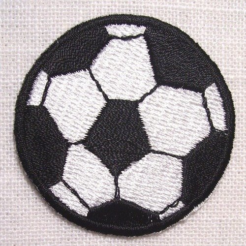 Applique patch écusson thermocollant - petit ballon football noir blanc ** diamètre 4,5 cm ** applique à repasser