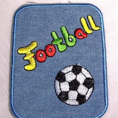 Applique patch écusson thermocollant - ballon football jean  ** 7,5 x  9,5 cm ** applique à repasser