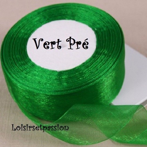 10 mètres de ruban voile organza ** 6 mm ** vert pré