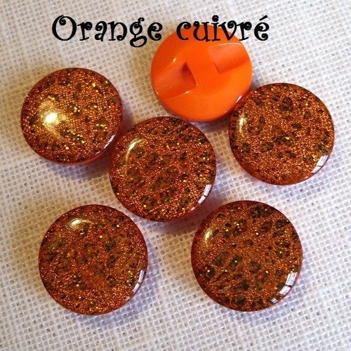 B05 bis ** 15 mm ** orange cuivré - bouton demi boule cristaux brillants - vendu à l'unité -  couture perle bijoux