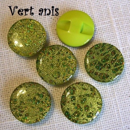 B05 bis ** 15 mm ** vert anis - bouton demi boule cristaux brillants - vendu à l'unité -  couture perle bijoux
