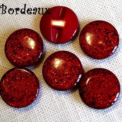 B05 bis ** 15 mm ** bordeaux - bouton demi boule cristaux brillants - vendu à l'unité -  couture perle bijoux