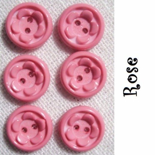 Bouton rond fleur / rose ** 12 mm ** vendu à l'unité - couture layette bébé scrapbooking - b07