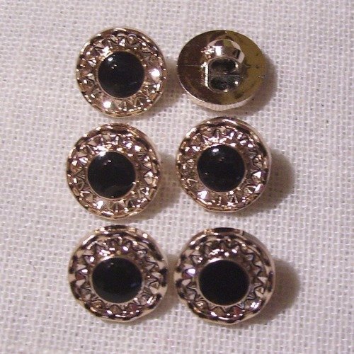 B05 bis ** 13 mm ** bouton tige or rose clair / cercle rond noir - vendu à l'unité - couture bijoux