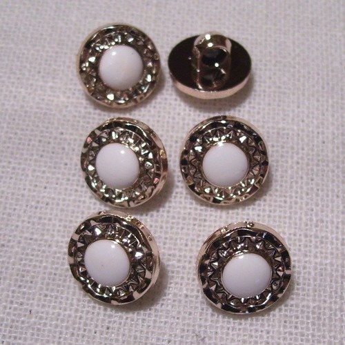 B05 bis ** 13 mm ** bouton tige or rose clair / cercle rond blanc - vendu à l'unité - couture bijoux